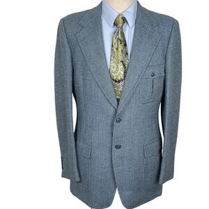 Phoenix Blazer‎ Men 42R Turquoise Black Check Two Button Tweed 70s Union USA VTG